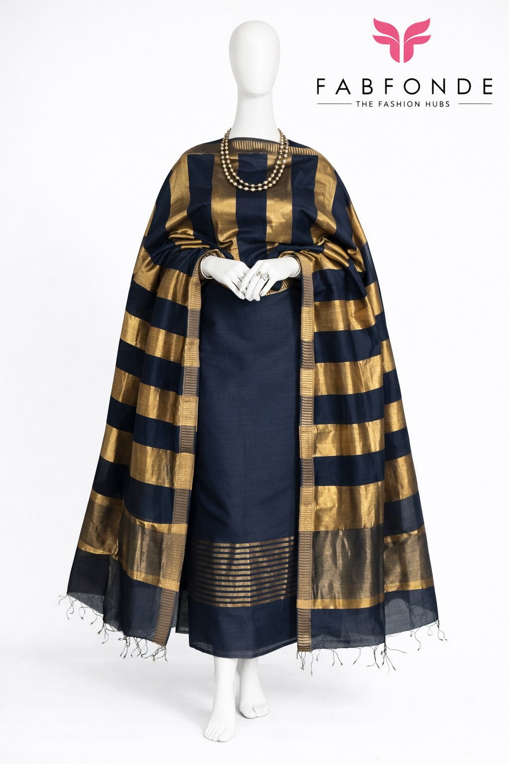 Pure Maheswari Silk Cotton Handwoven Unstitch Suit.