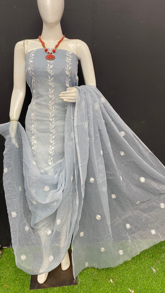 Pure Kota Doria Unstitched suit.