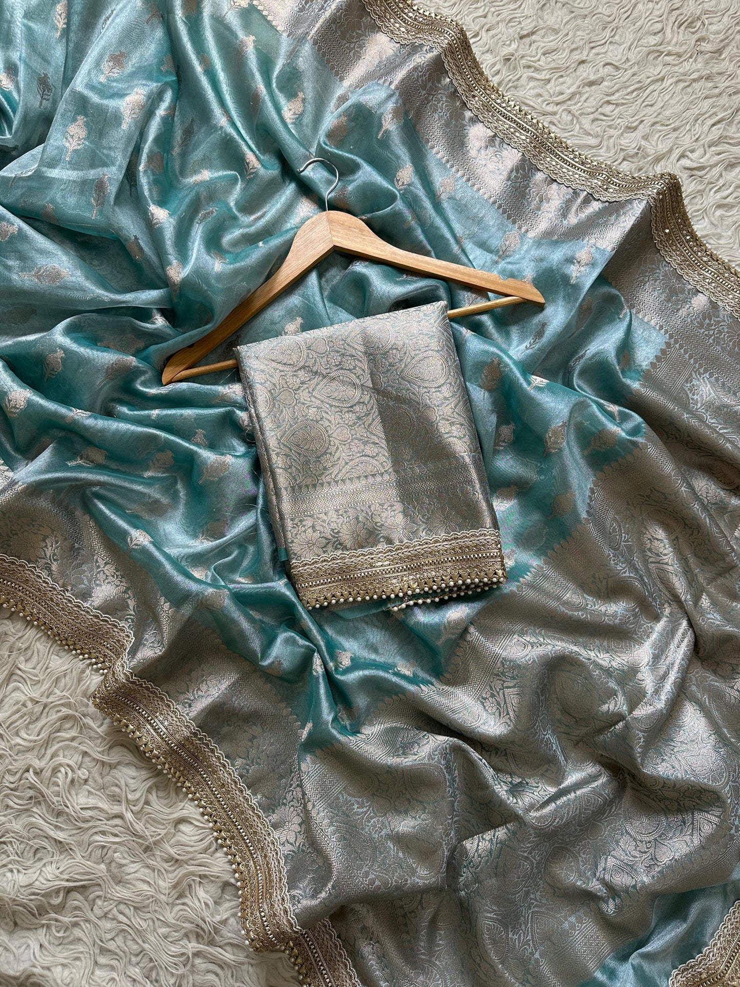 Banarasi Tissue lace Work Soft Silk Saree.