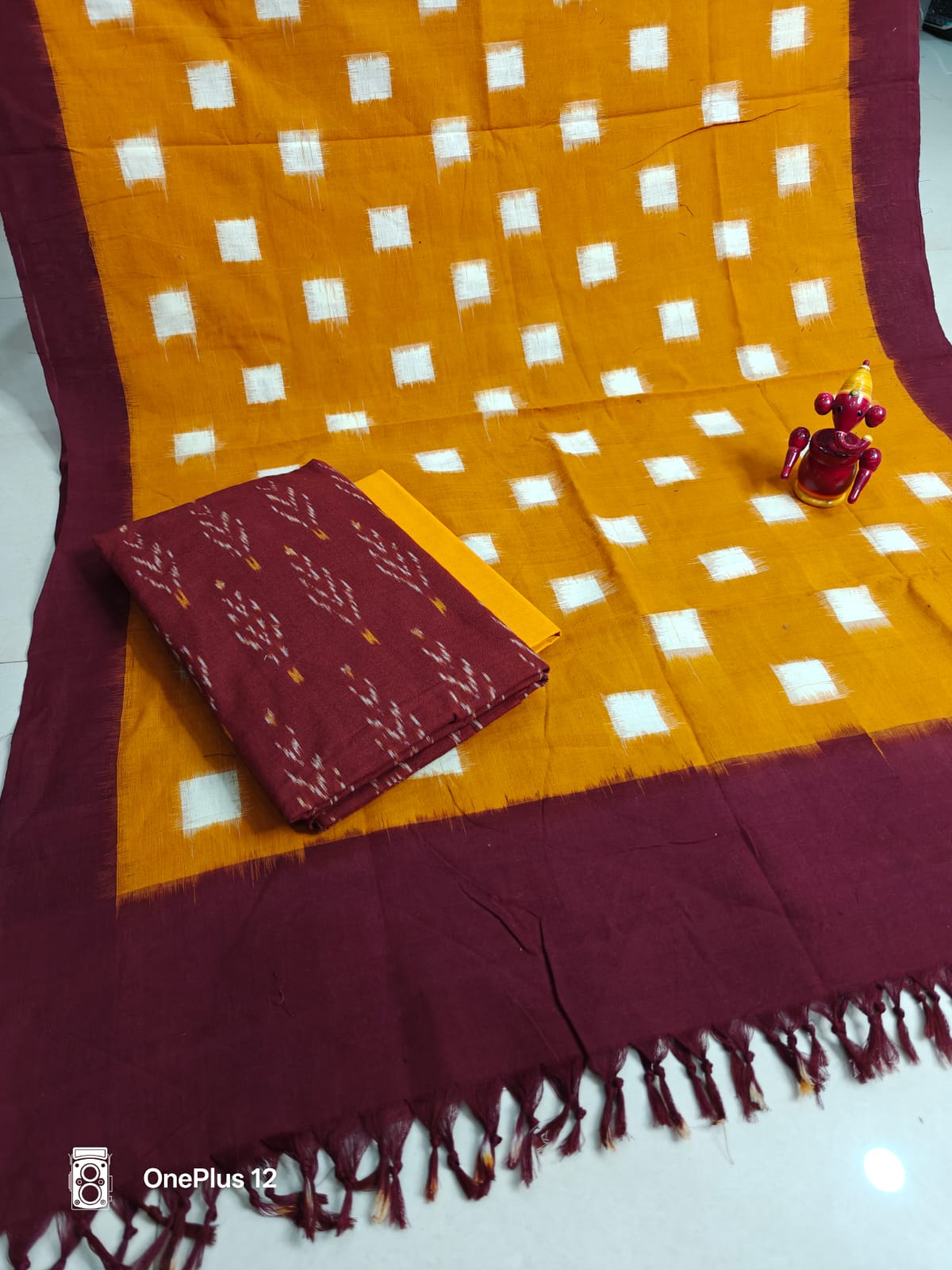 Pure Cotton Double Ikkat Unstitched Suit.