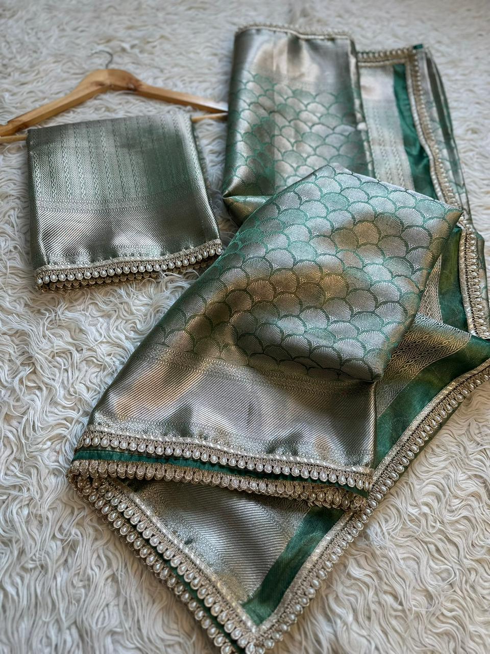 Banarasi Tissue lace Work Soft Silk Saree.