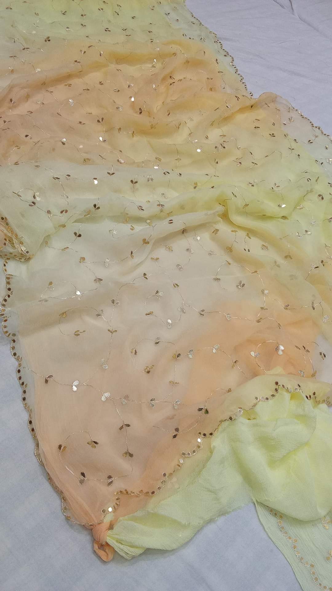 Pure Diamond Chiffon Gota Work Saree With Blouse.