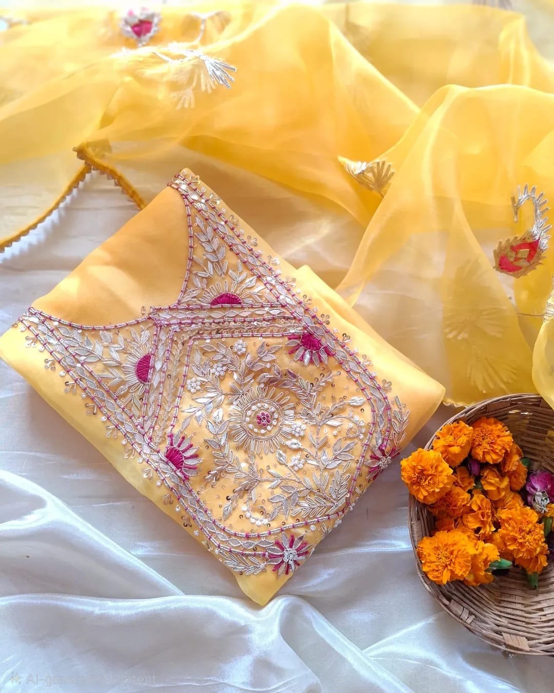 Pure Organza Hand Work Unstitched Suit.