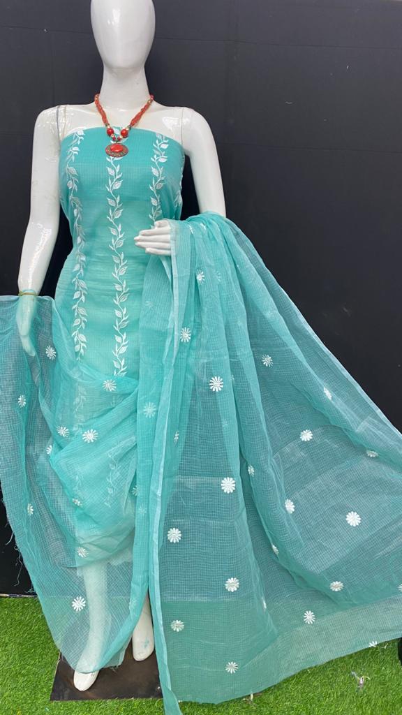 Pure Kota Doria Unstitched suit.