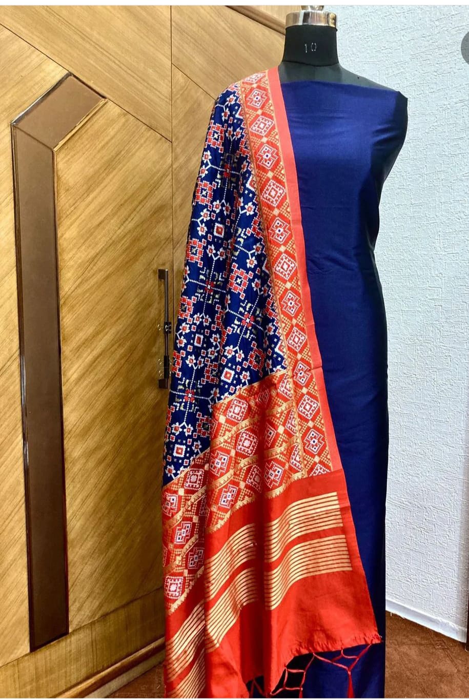 patola silk dress material Banarasi Plain Silk Unstitched Suit with Patola Silk Dupatta fabfonde