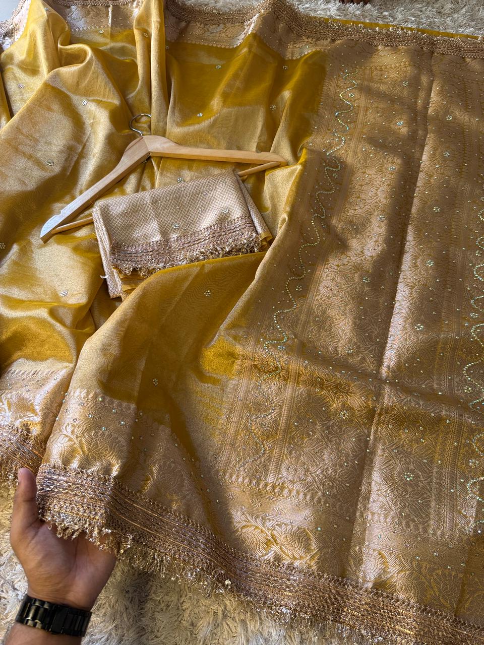 Banarasi Tissue lace Work Soft Silk Saree.