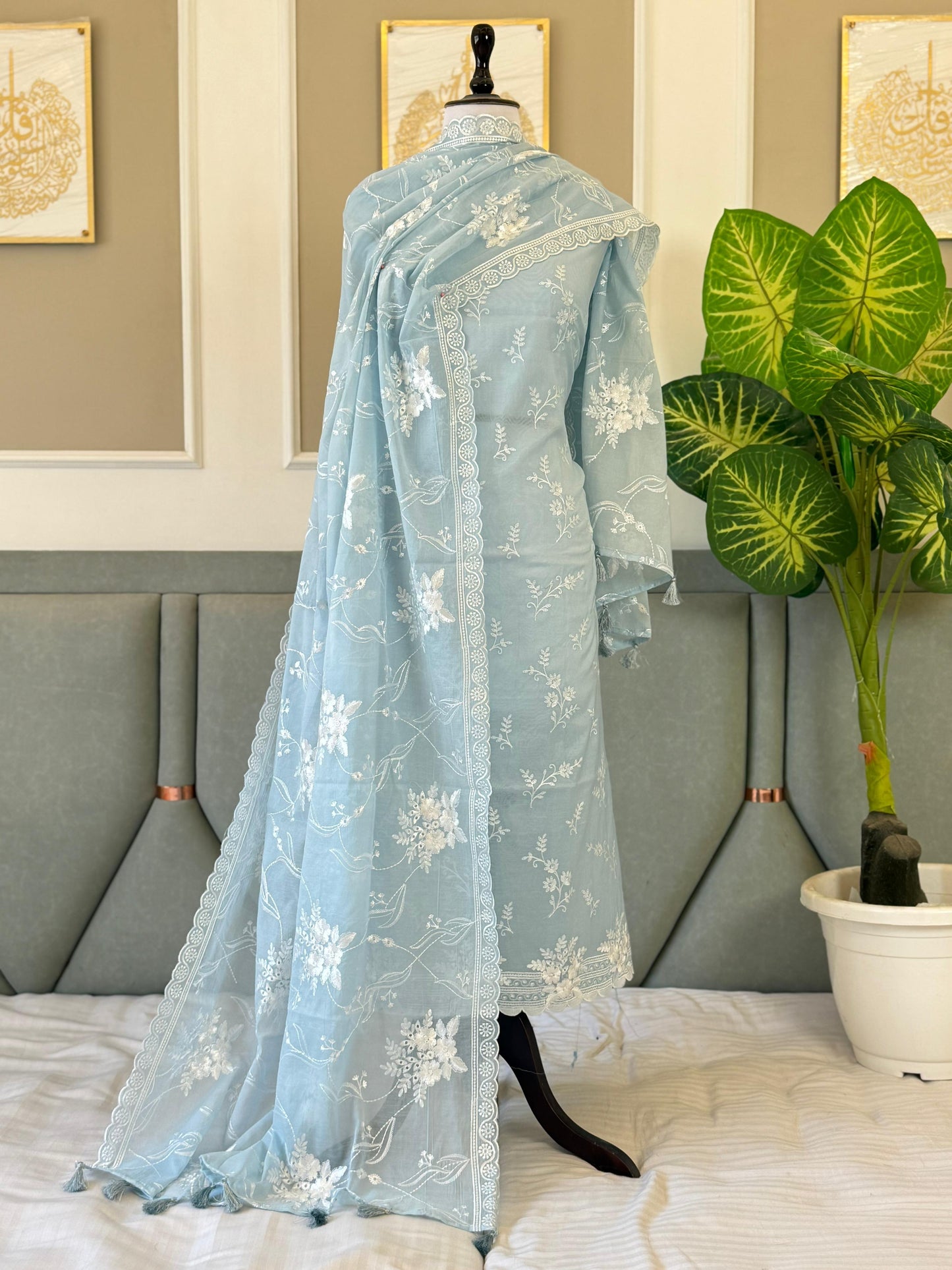Pure Banarasi Chanderi Silk Embroidery Work Unstitched Suit.