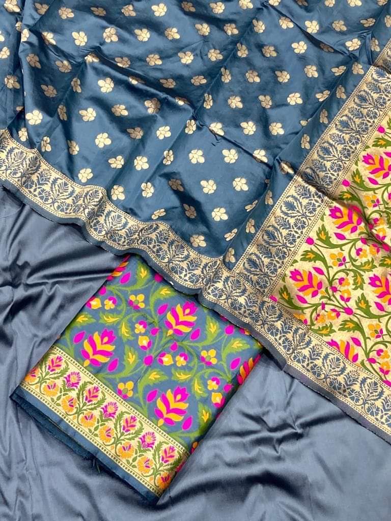 Beautiful Banarasi Silk Zari Work Unstitched Suit