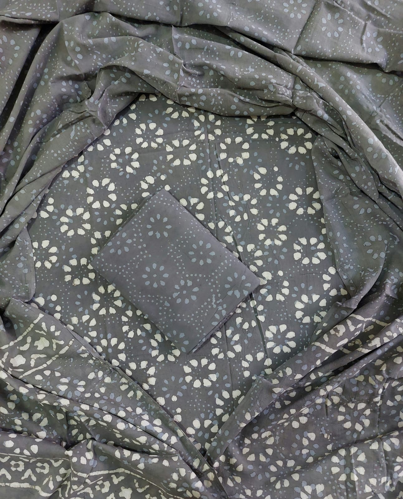 Traditional Hand block Printed Pure Cotton suits with Mulmul Dupatta.