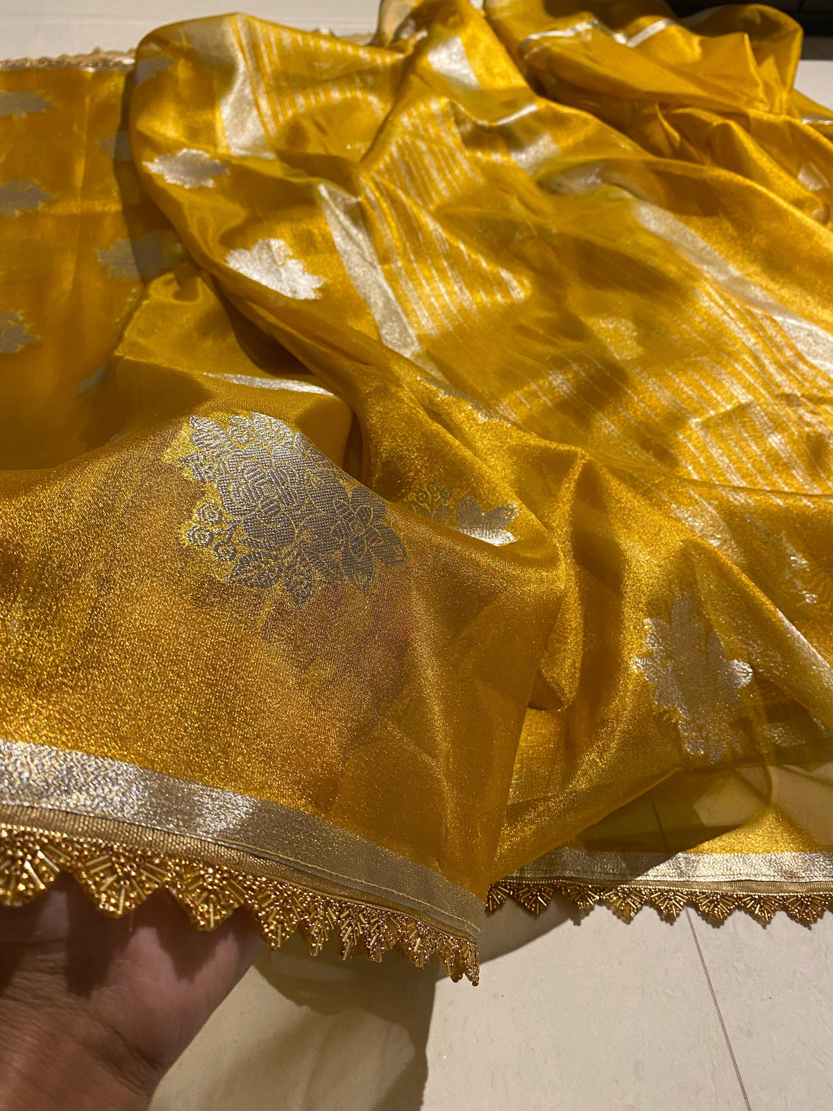 Banarasi Tissue Silk Saree With Heavy Lace Work