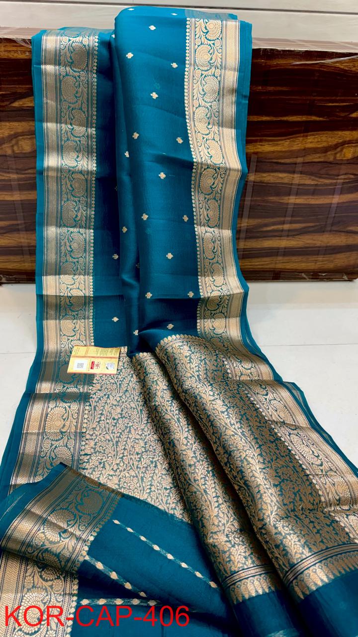 Banarasi Pure Handloom Kora Organza Silk Saree.