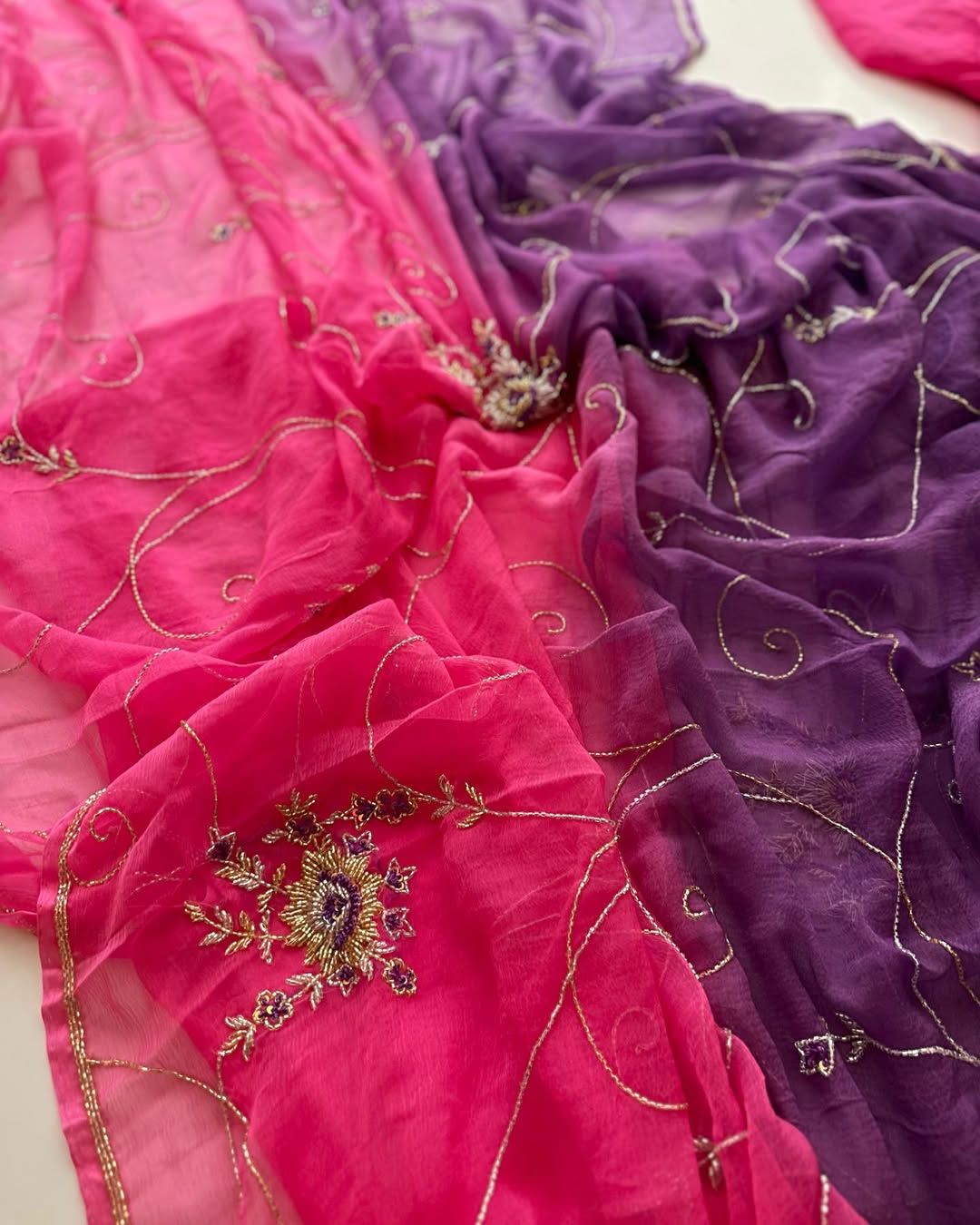 Pure Diamond Chiffon Beautiful Hand Work Saree