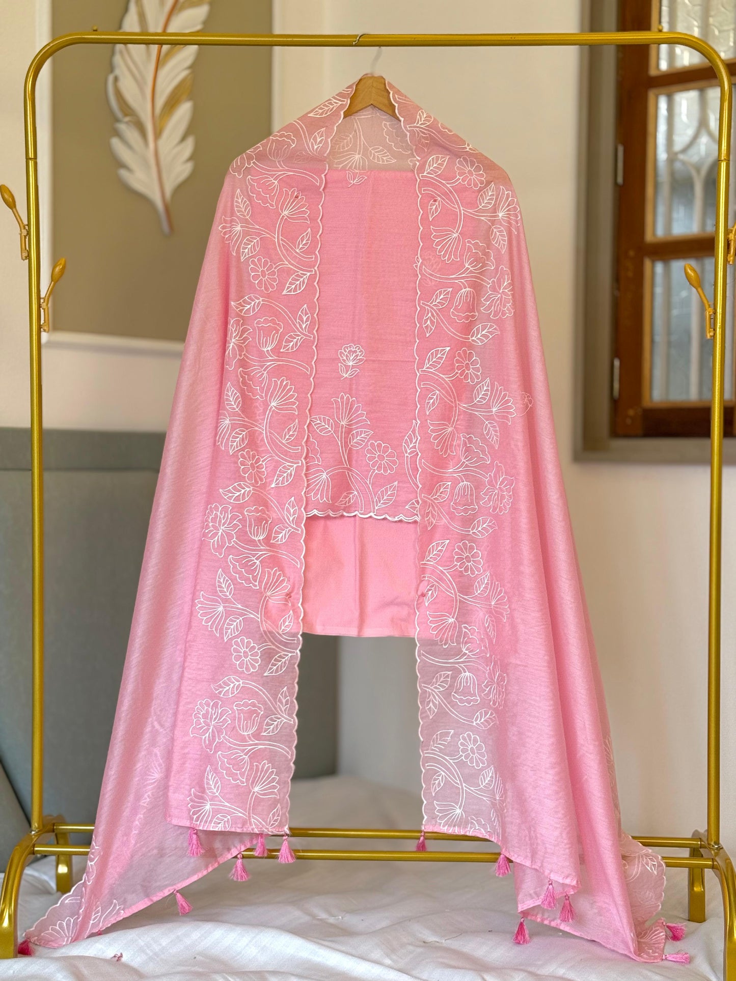 Banarasi Chanderi Silk Embroidery Work Unstitched Suit