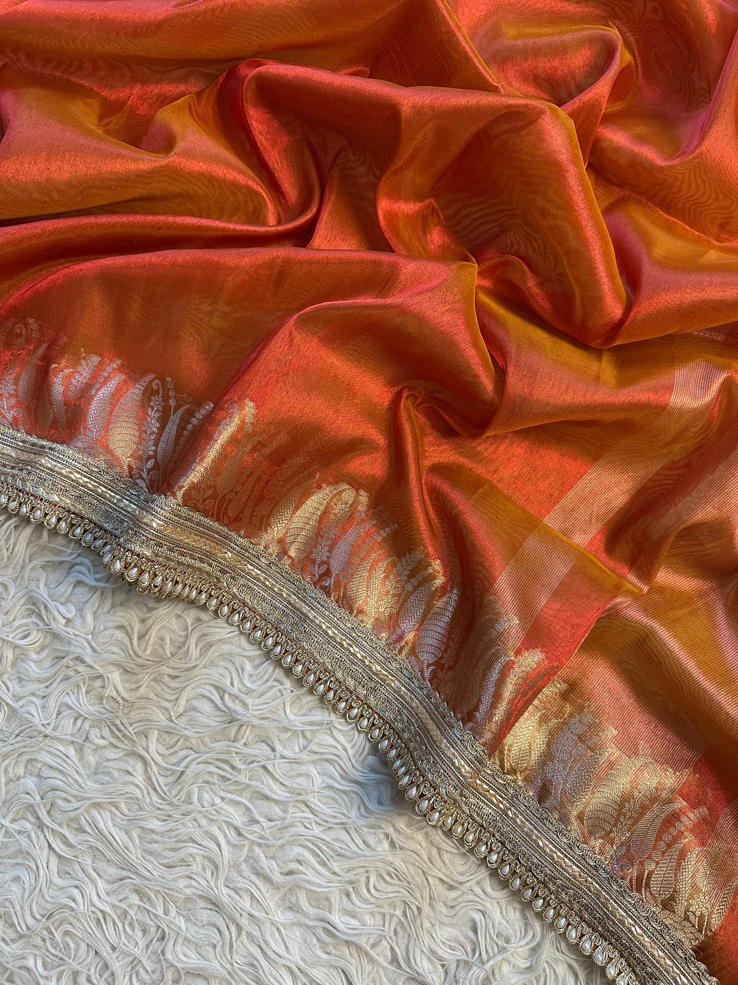 Banarasi Tissue lace Work Soft Silk Saree.