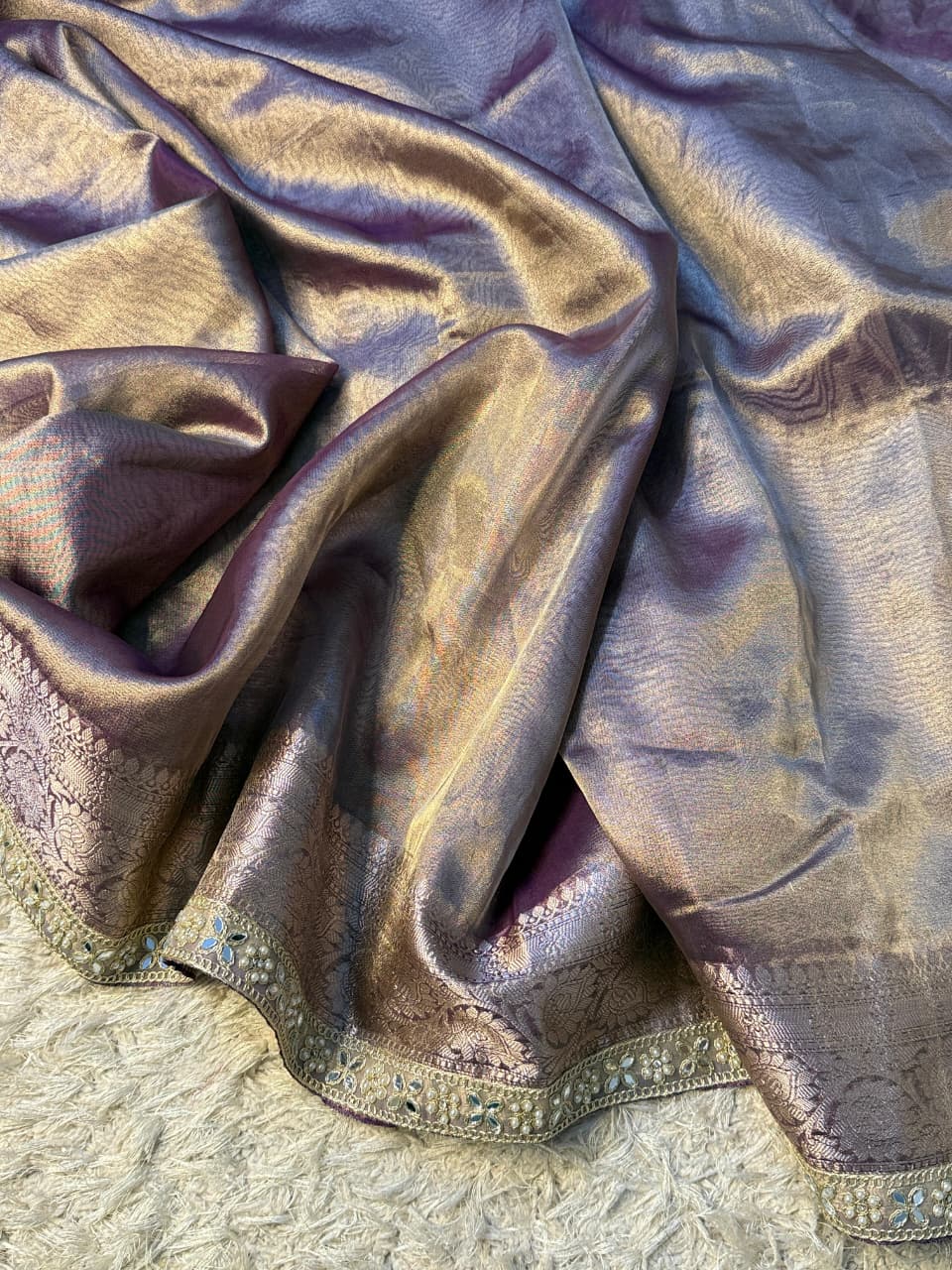 Banarasi Tissue lace Work Soft Silk Saree.