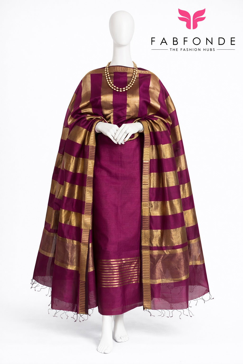 Pure Maheswari Silk Cotton Handwoven Unstitch Suit.