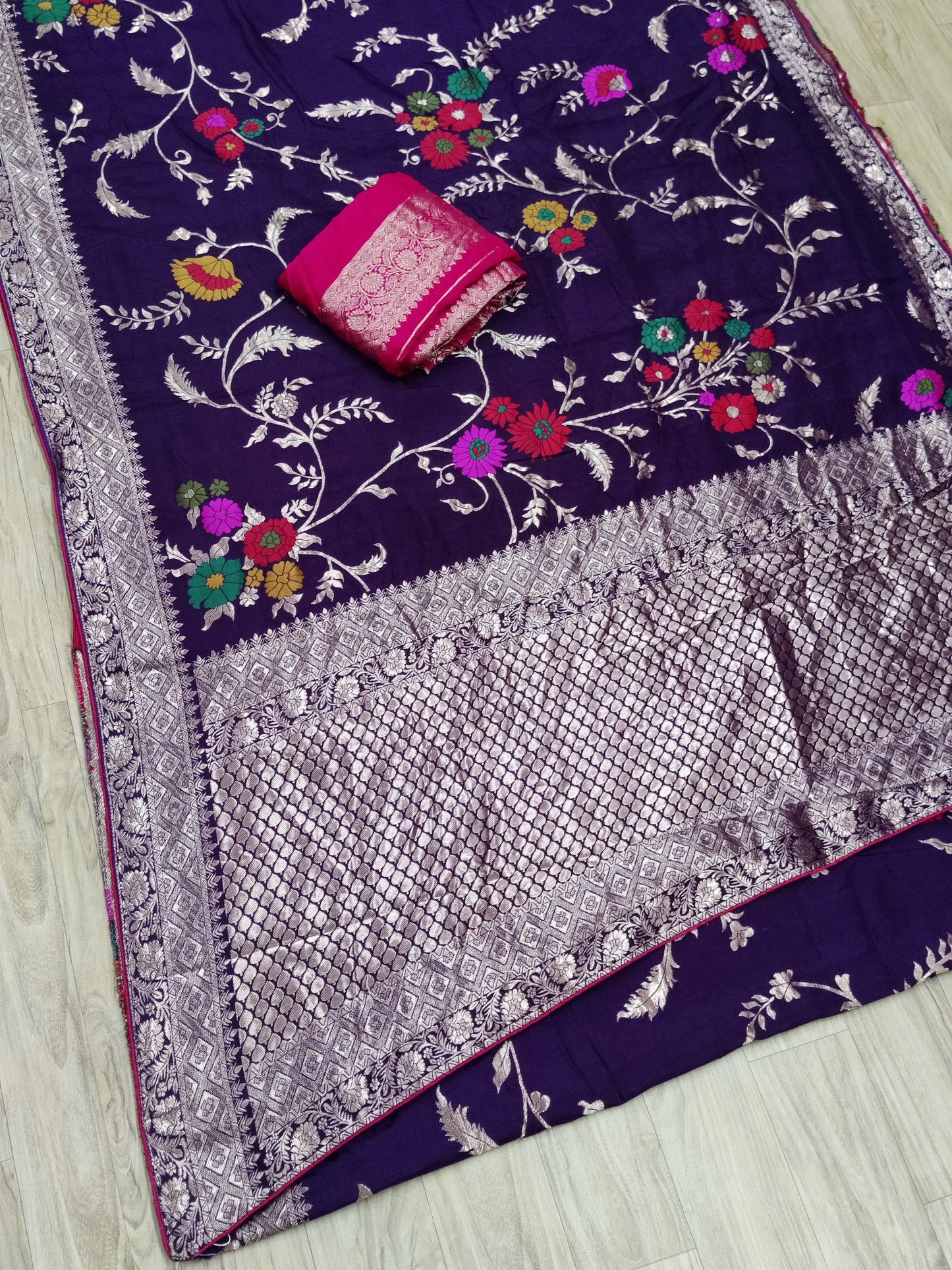 Pure Munga Silk Beautiful Zari Mina Pattern Work Saree