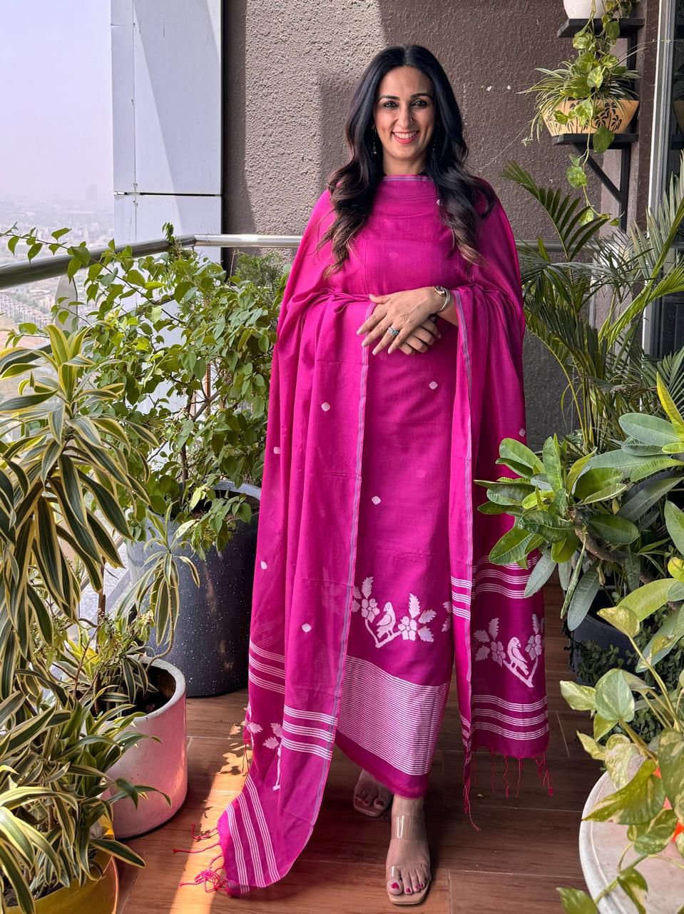 Pure Cotton Jamdani Unstitch Suit.