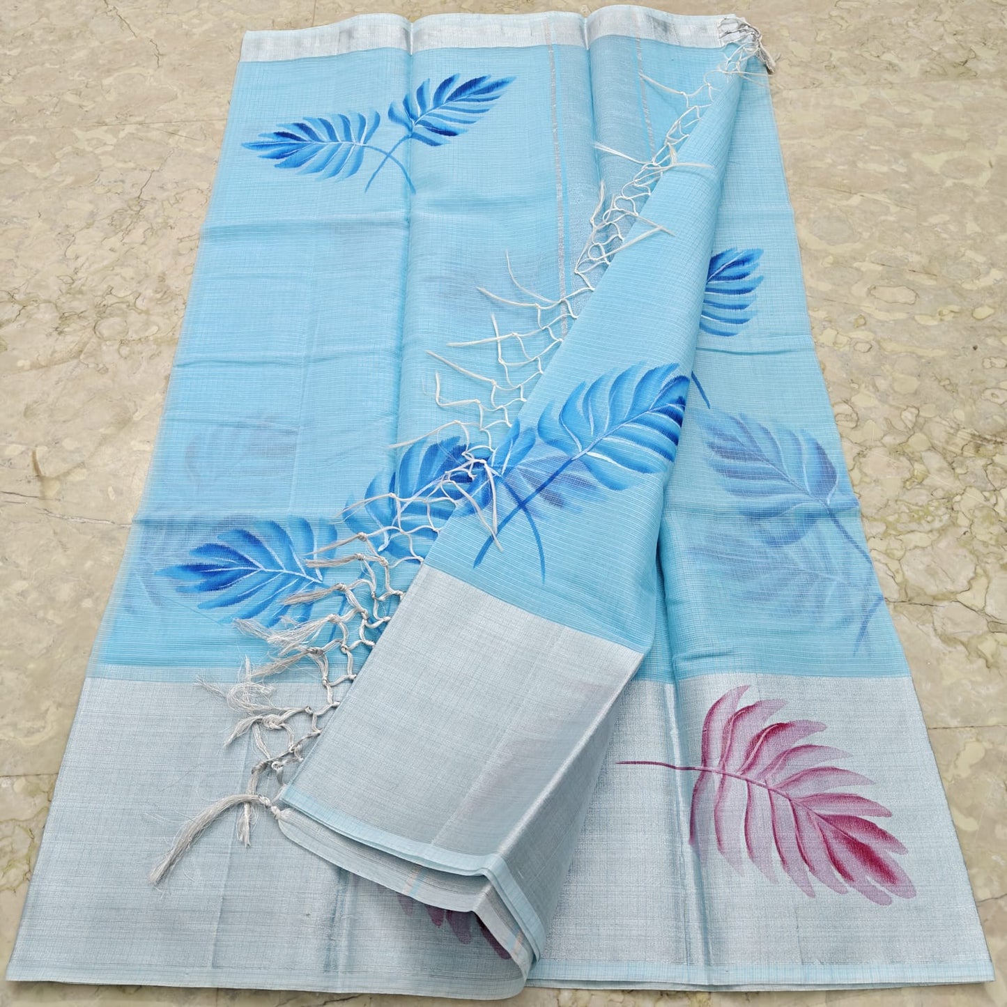 Pure Kota Doriya Hand Brush Painted Saree.