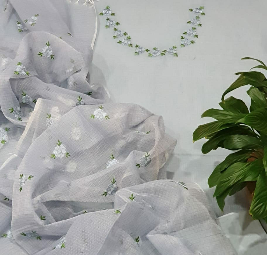 Pure Kota Doria Unstitched suit.