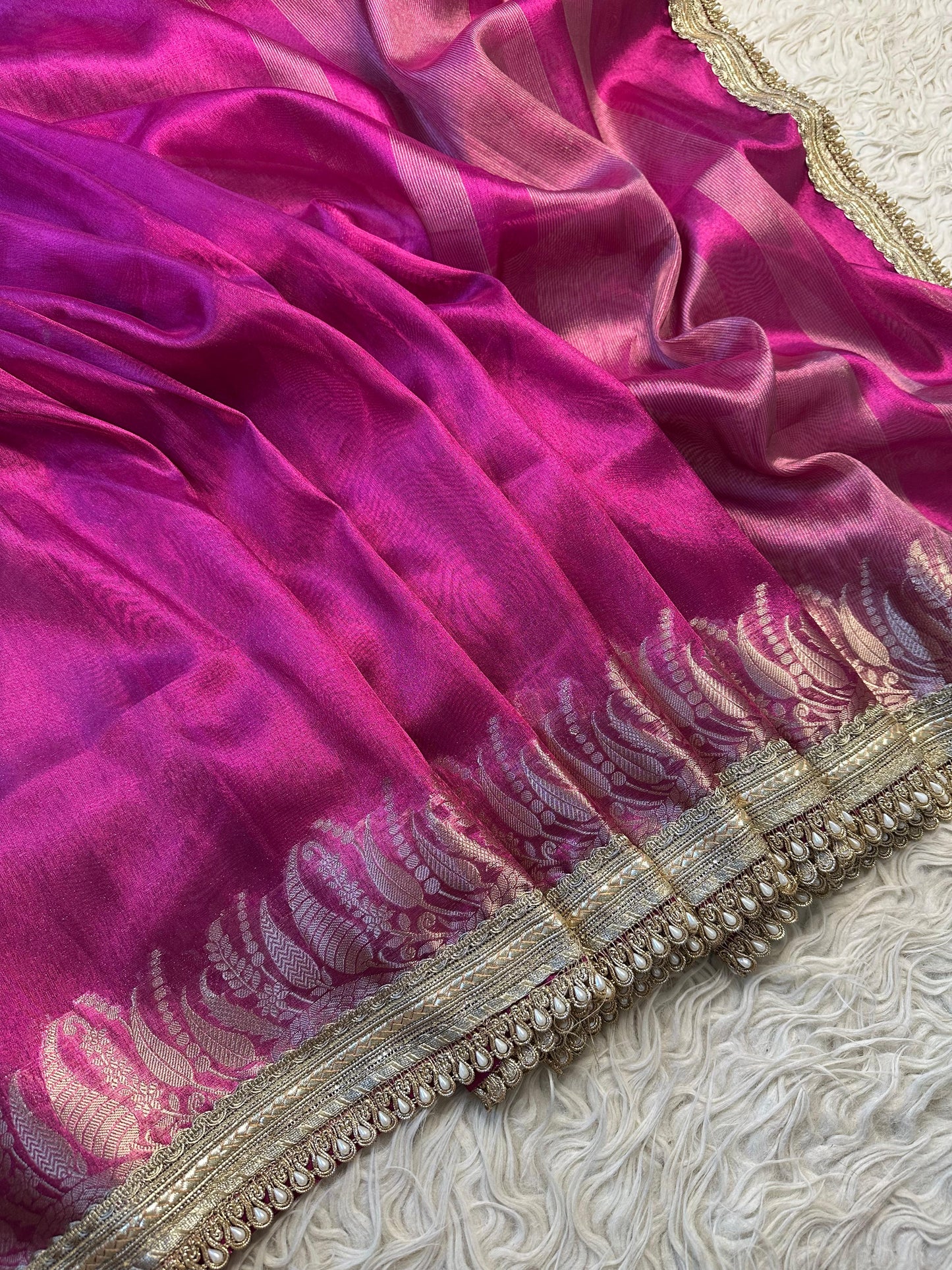 Banarasi Tissue lace Work Soft Silk Saree.