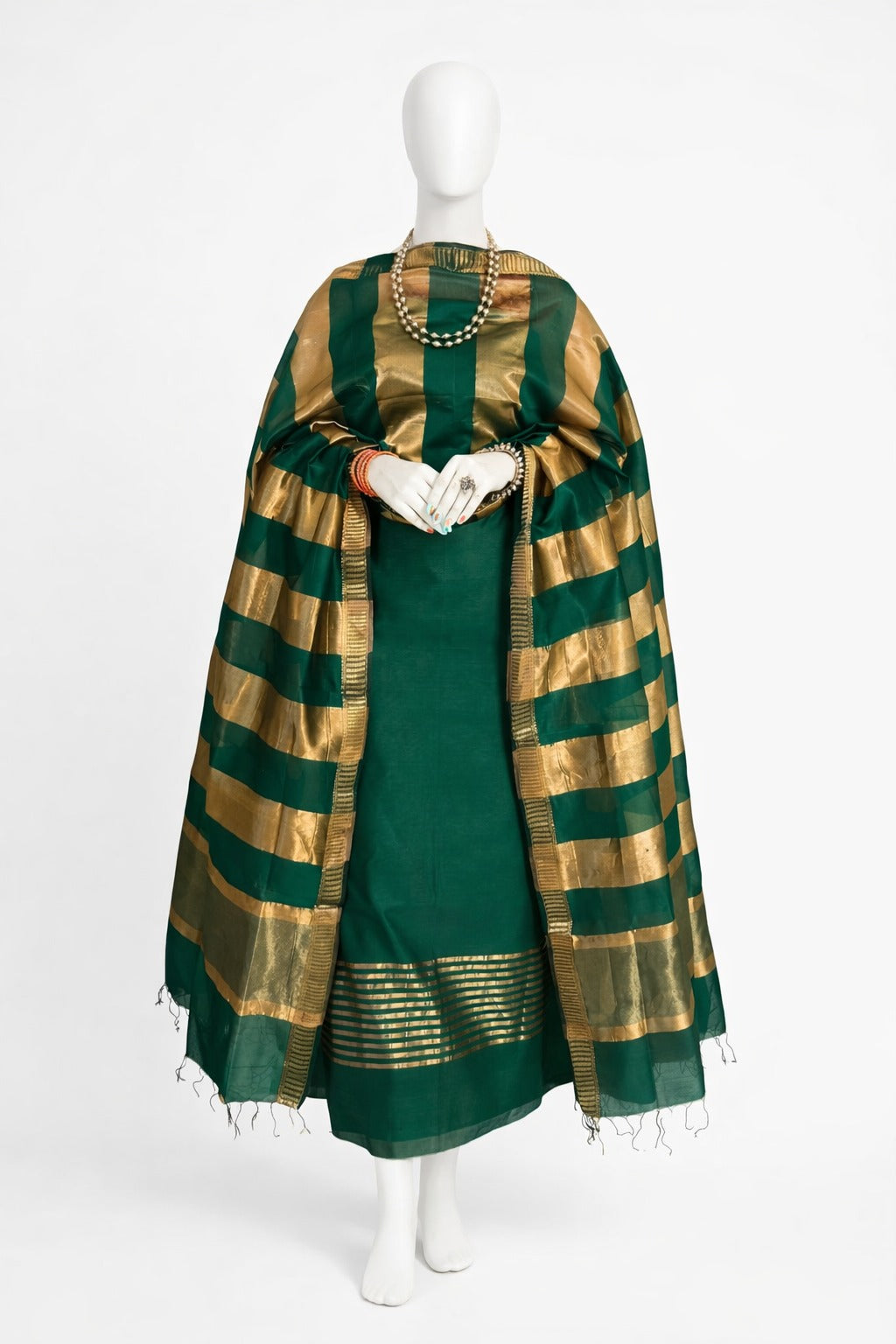 Pure Maheswari Silk Cotton Handwoven Unstitch Suit.