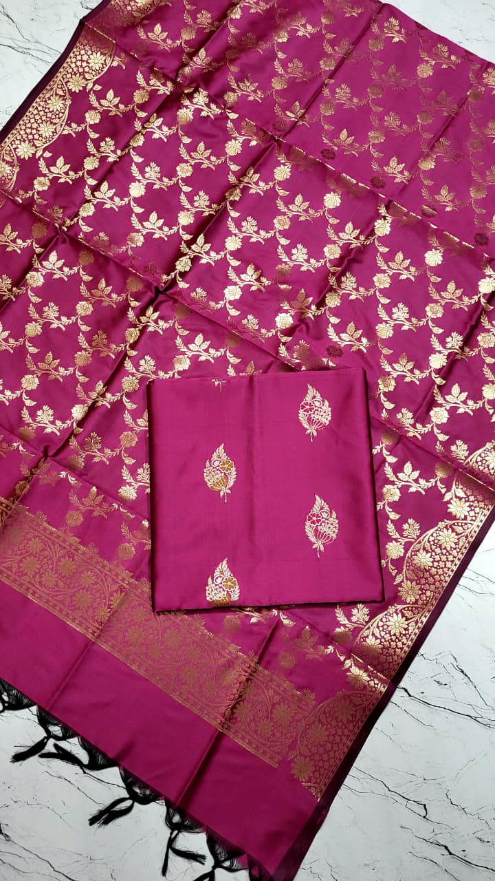 Banarasi Zari Work Unstitched Suit with Dupatta.