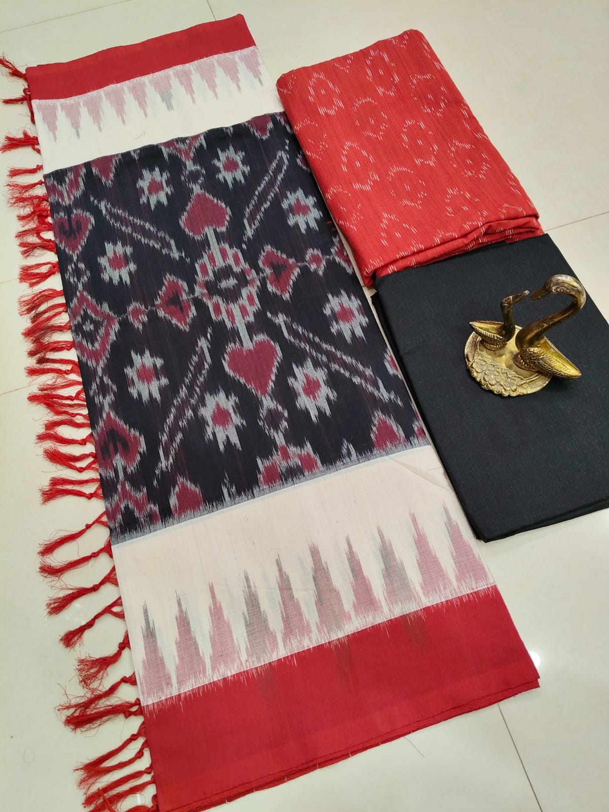 Beautiful Pure Cotton Double Ikkat Unstitched Suit.