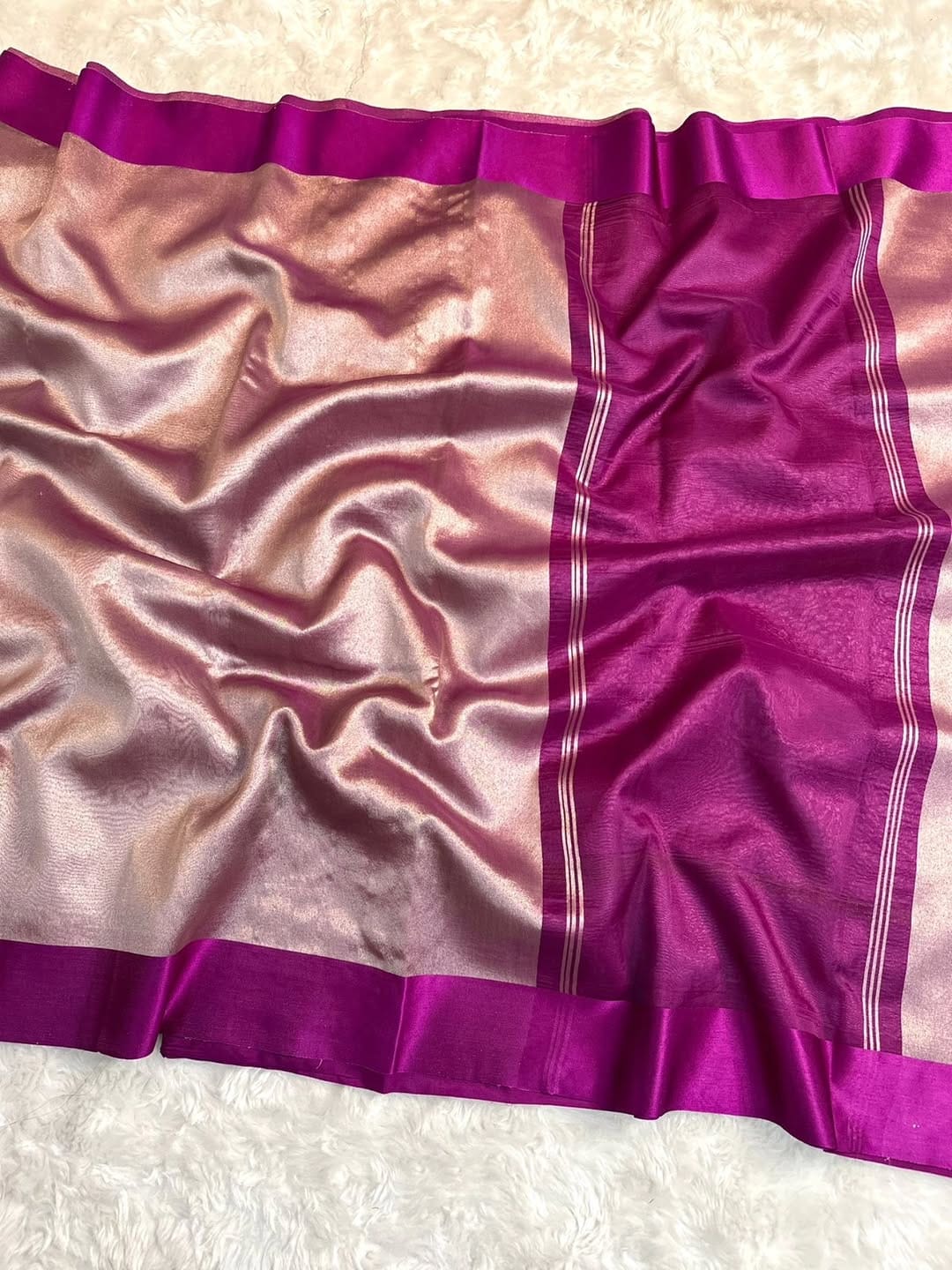 Banarasi Tissue Satin Border Soft Saree