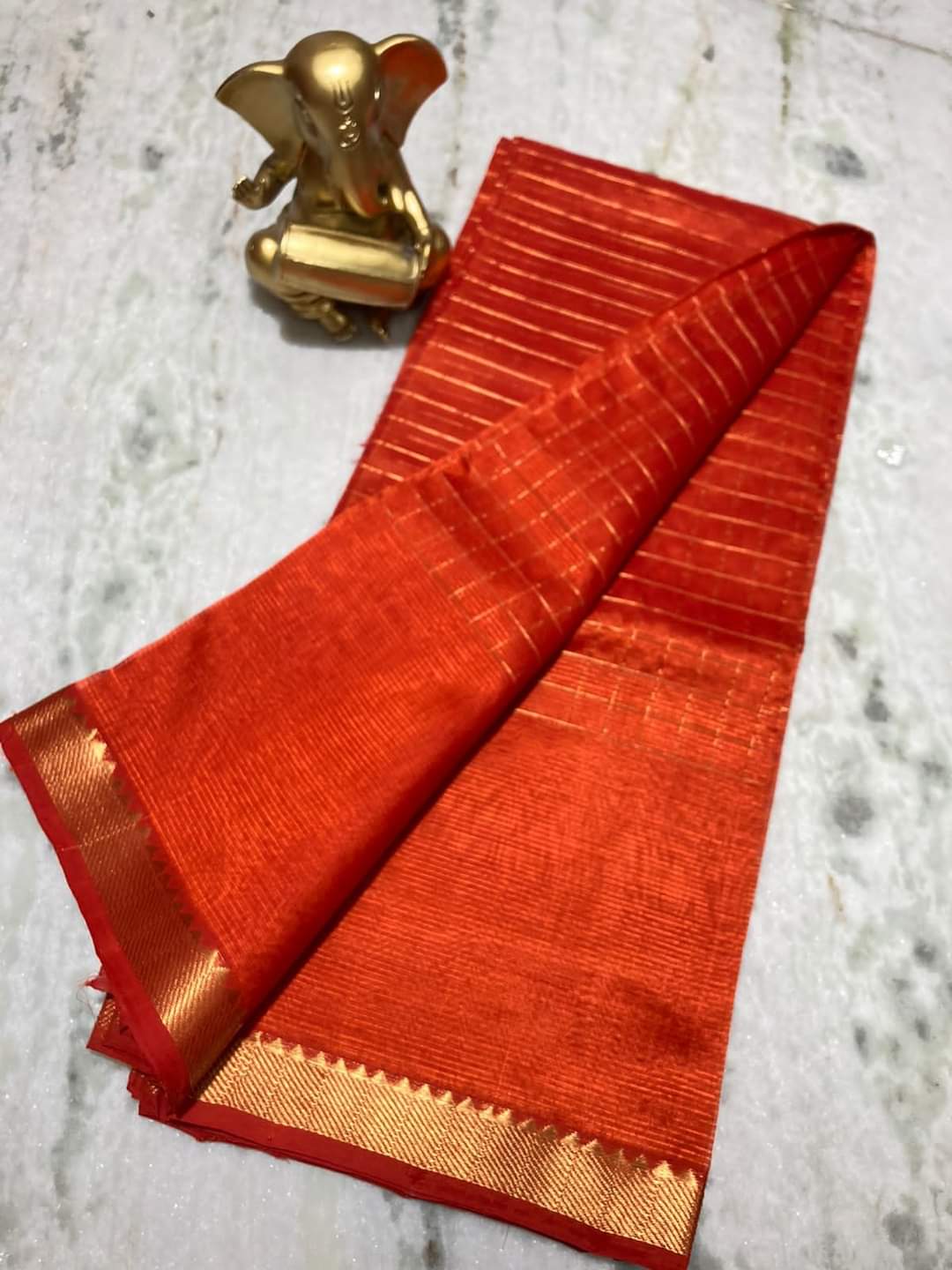 Pure Cotton Silk Mangalagiri Saree With Running Blouse .