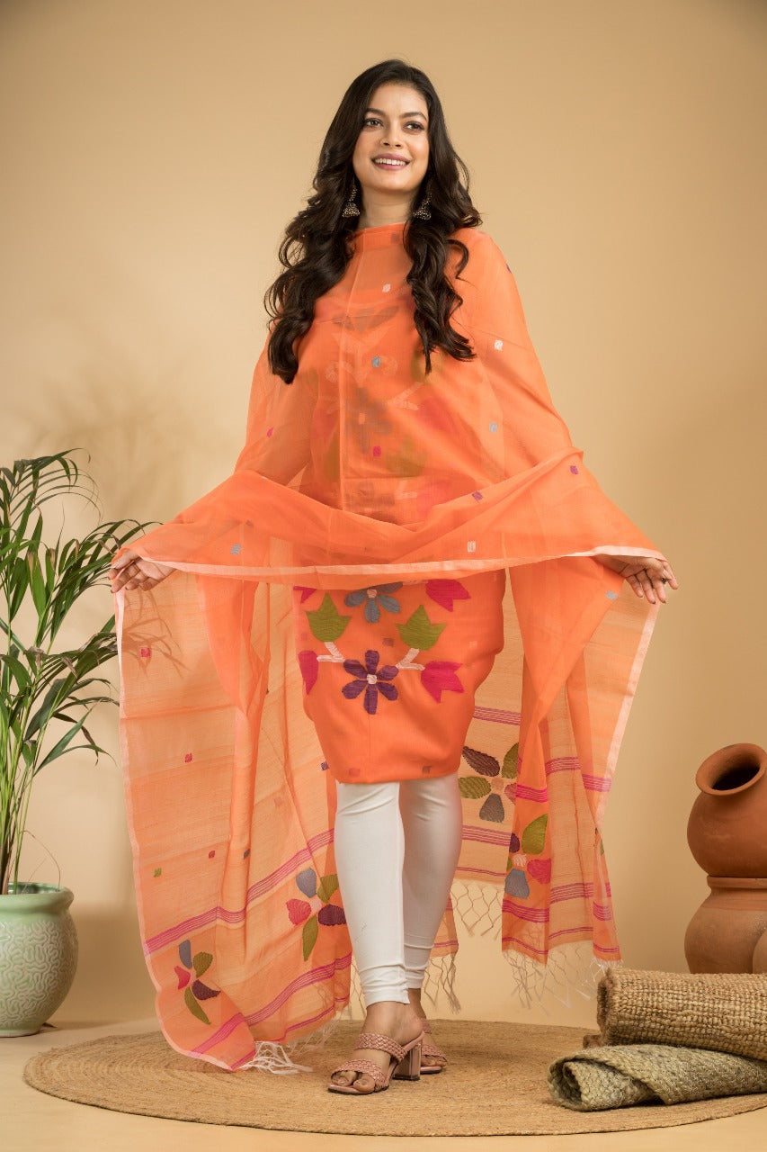 Pure Jamdani Unstitch Suit.