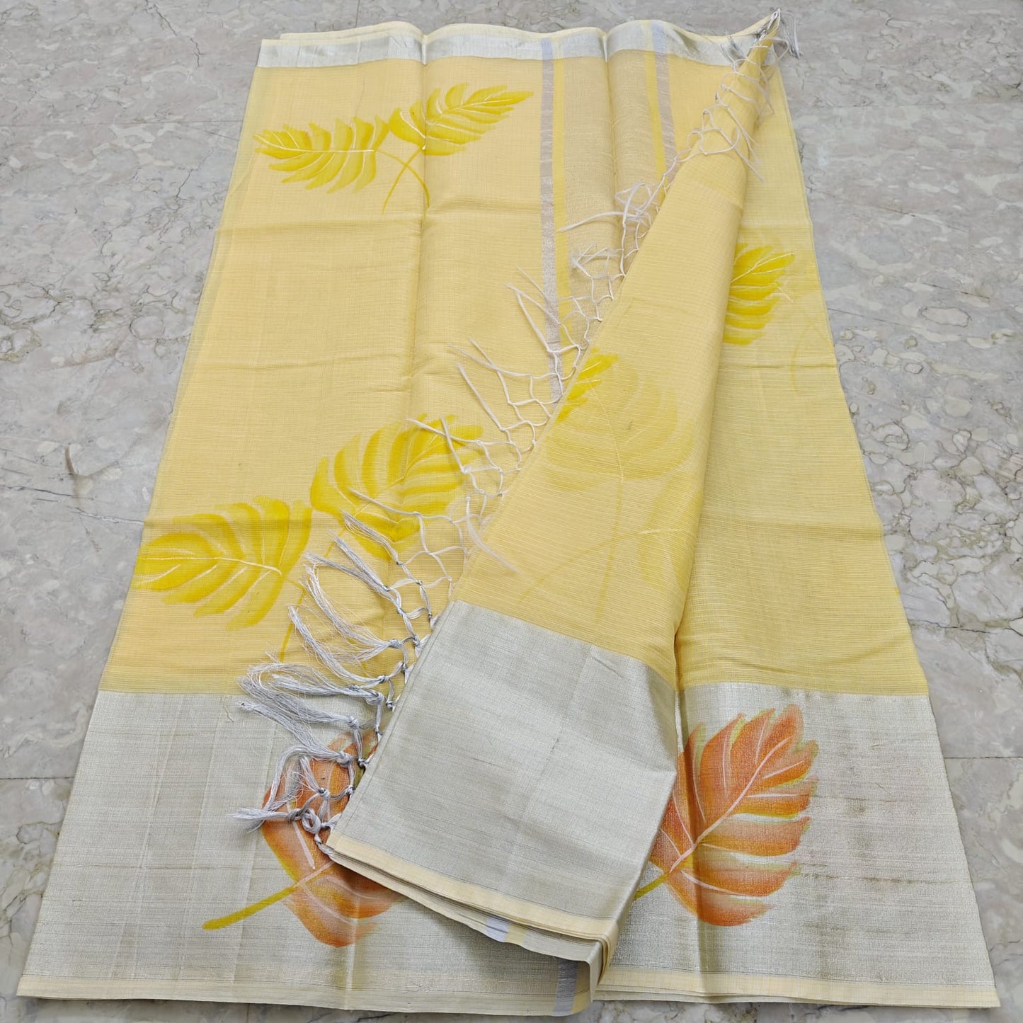 Pure Kota Doriya Hand Brush Painted Saree.