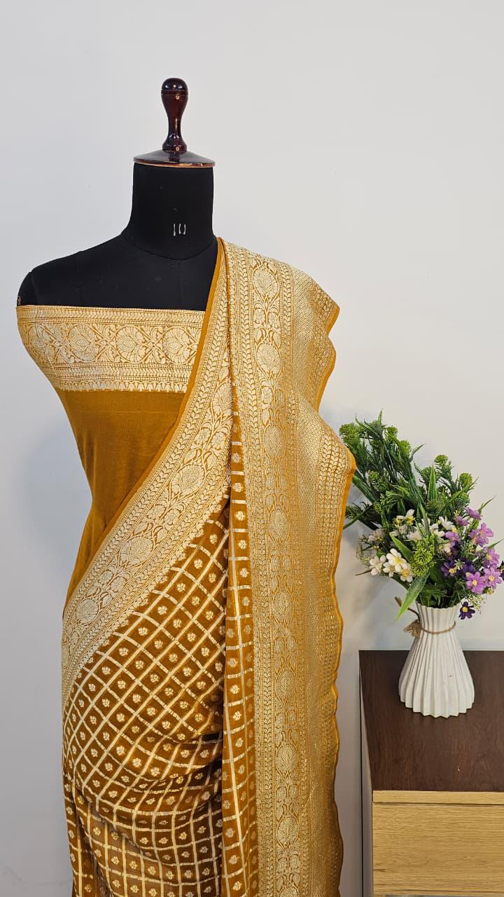 Pure Handloom Khaddi Georgette Saree Zari Work