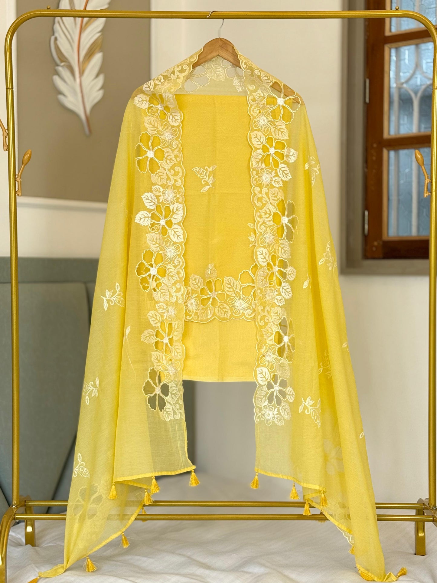 Banarasi Chanderi Silk Embroidery Work Unstitched Suit