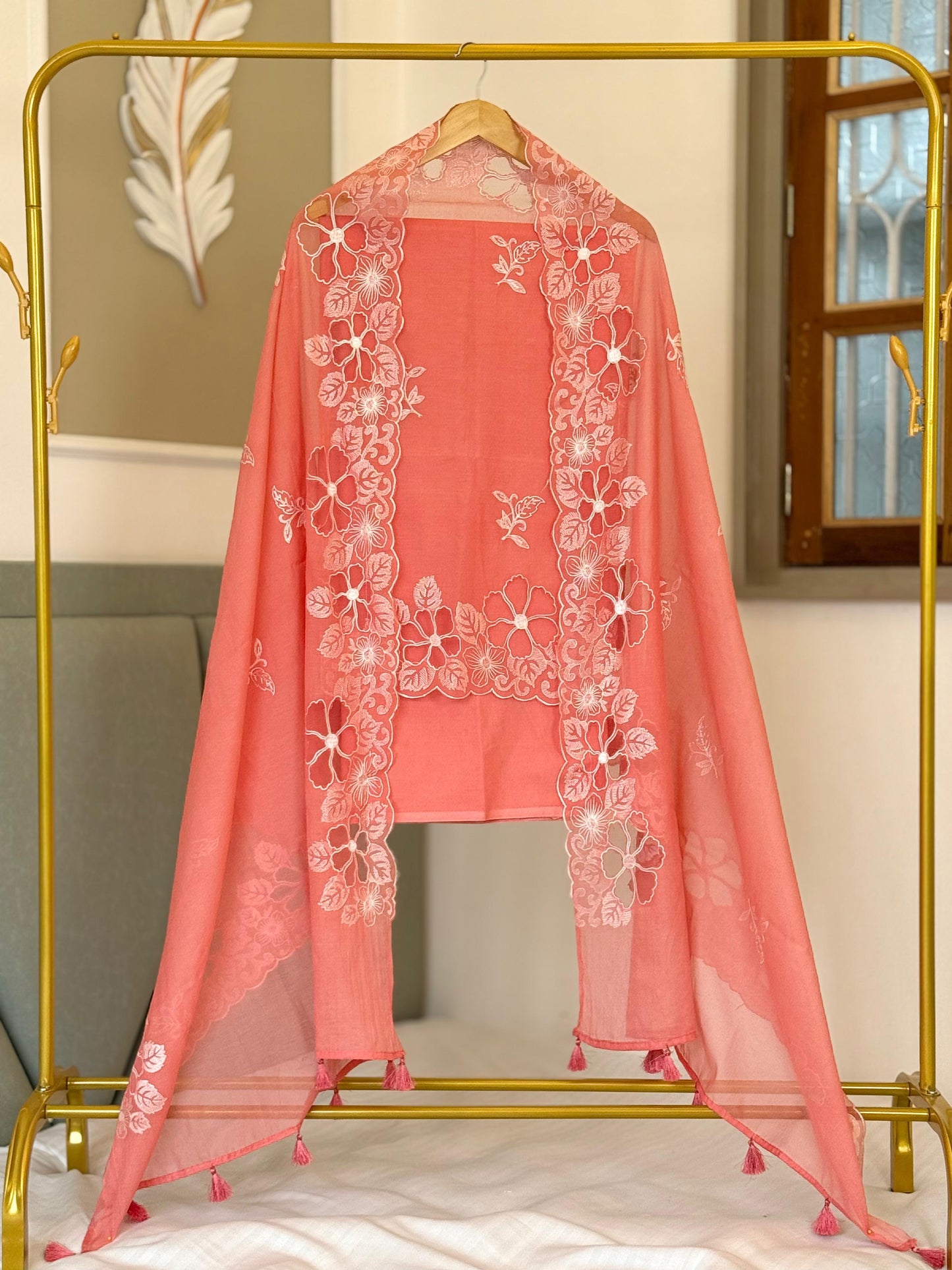 Banarasi Chanderi Silk Embroidery Work Unstitched Suit