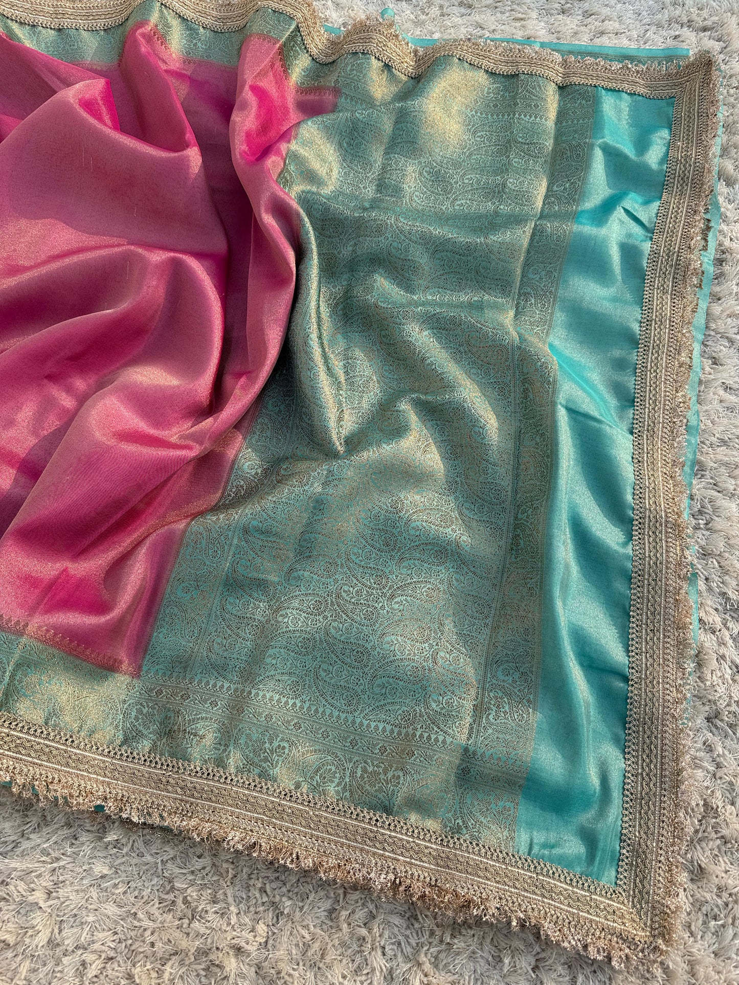 Banarasi Tissue lace Work Soft Silk Saree.