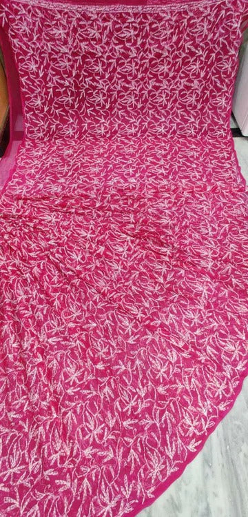 Lucknowi Tepchi Jaal Work Saree.