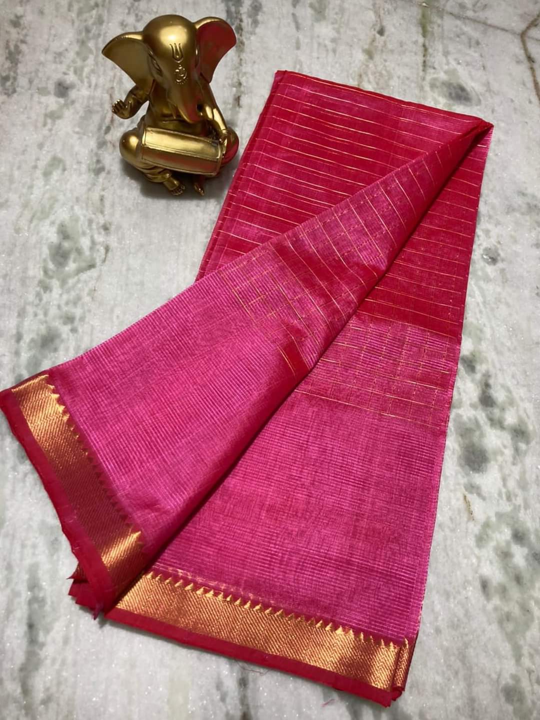 Pure Cotton Silk Mangalagiri Saree With Running Blouse .