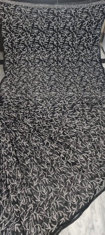 Lucknowi Tepchi Jaal Work Saree.