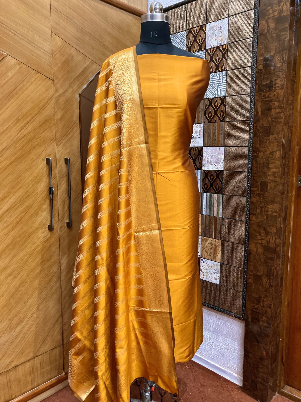 Banarasi katan Silk Zari Work Unstitched Suit with Dupatta