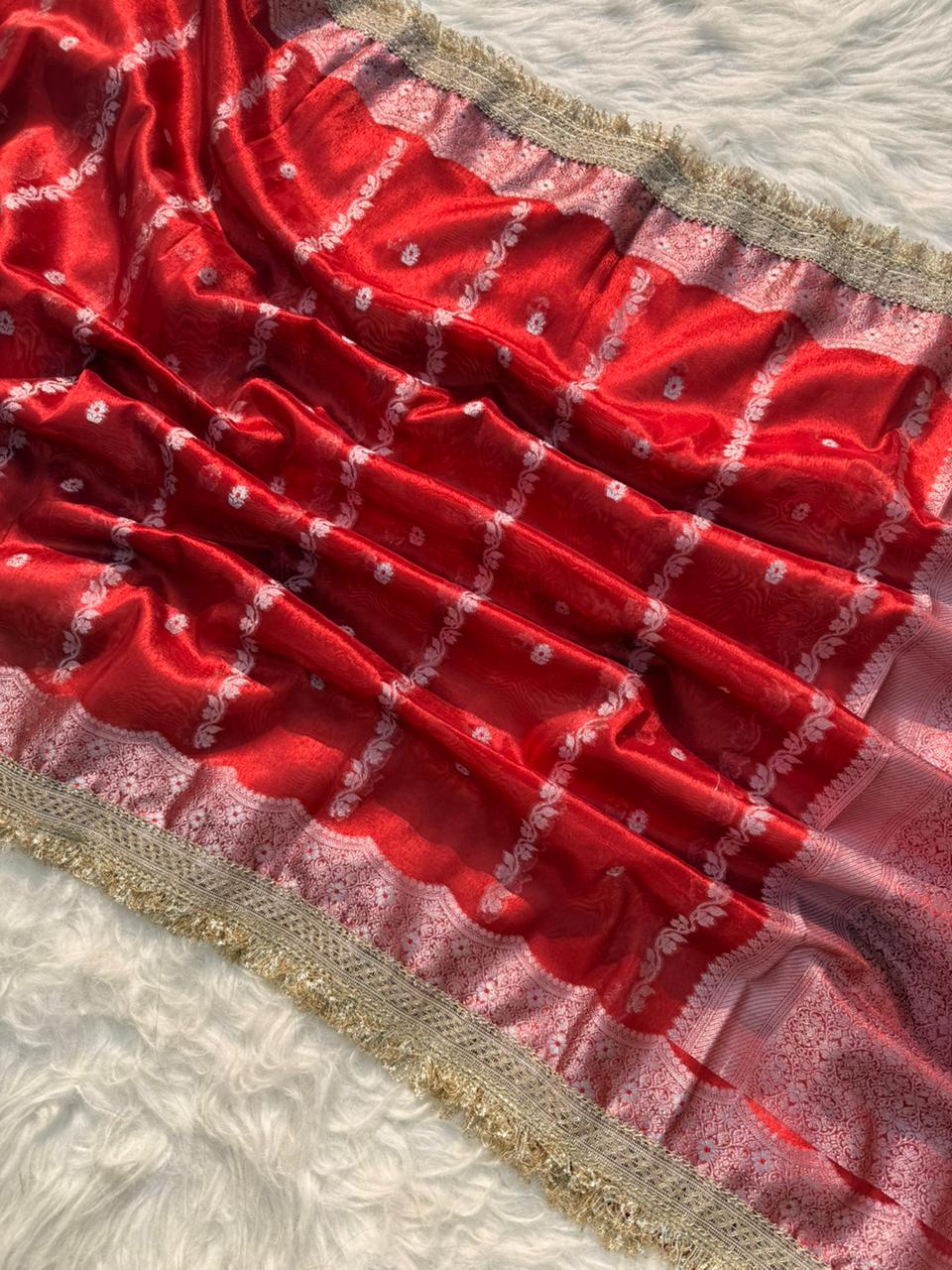 Banarasi Tissue Silk Tilfi Meena Work Saree.
