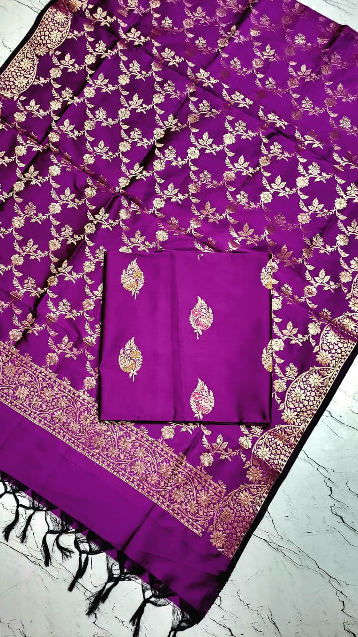 Banarasi Zari Work Unstitched Suit with Dupatta.