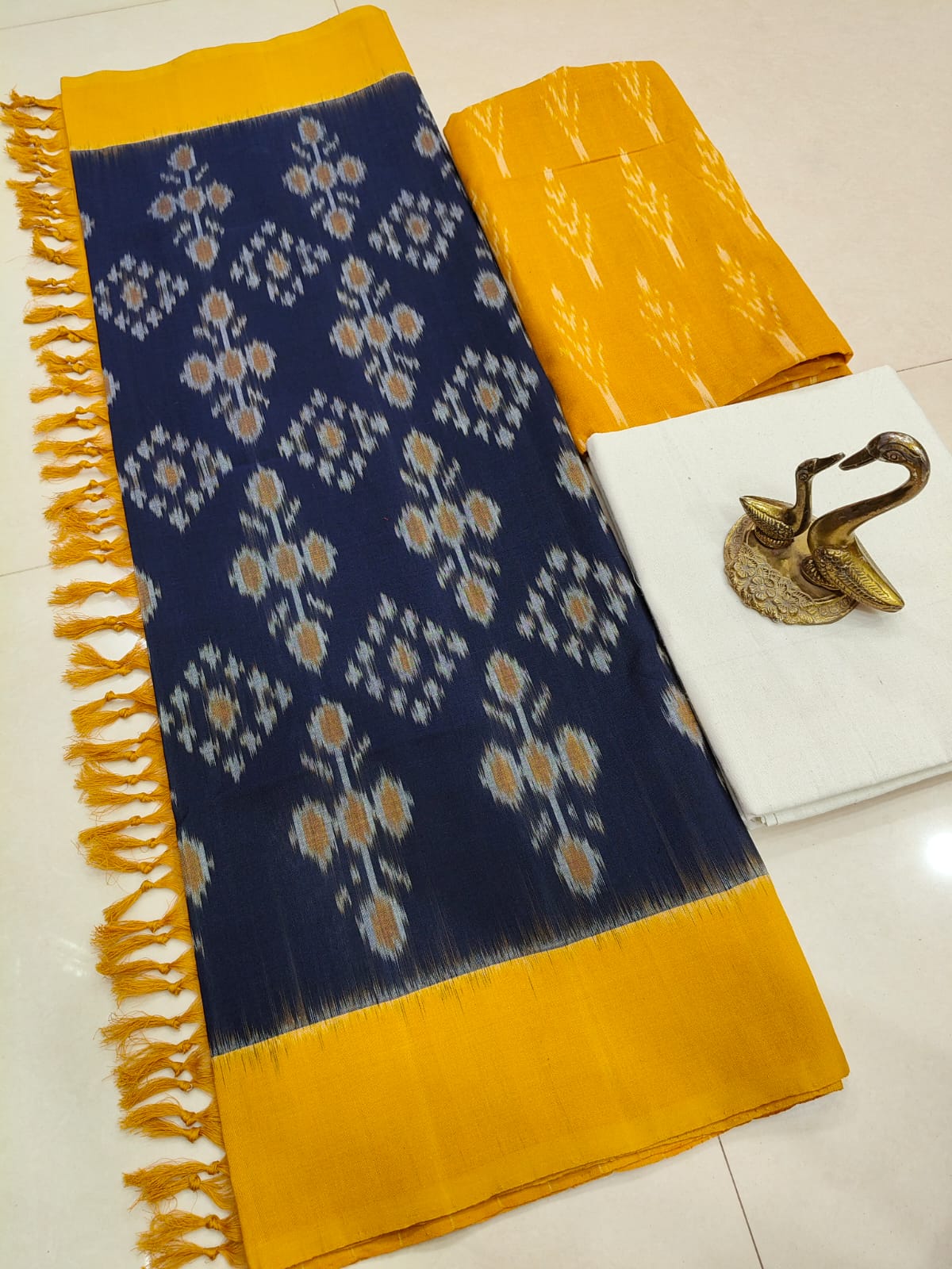 Beautiful Pure Cotton Double Ikkat Unstitched Suit.