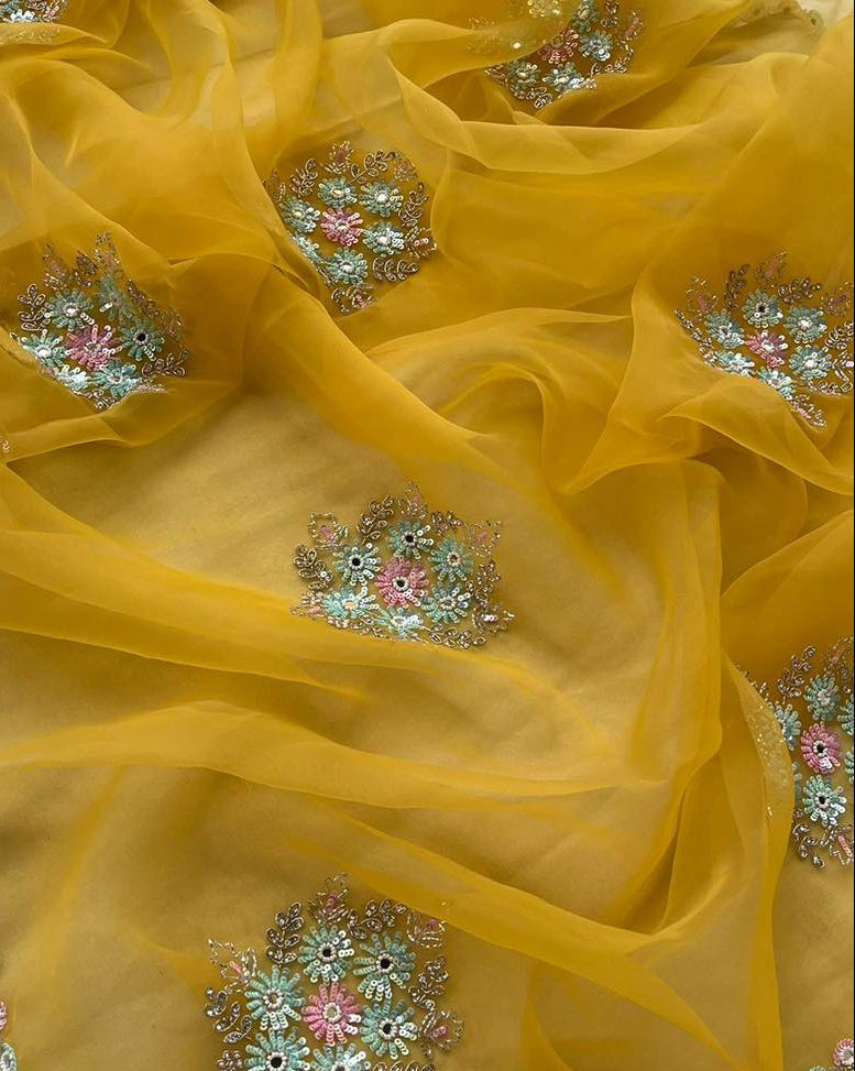 Pure Diamond Chiffon Zari & Zardosi Hand Work Saree