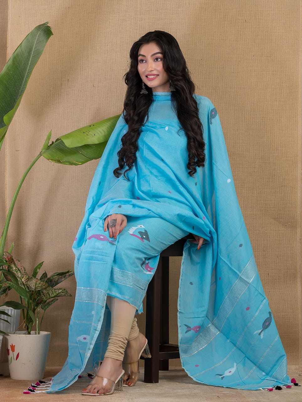 Pure Jamdani Unstitch Suit.