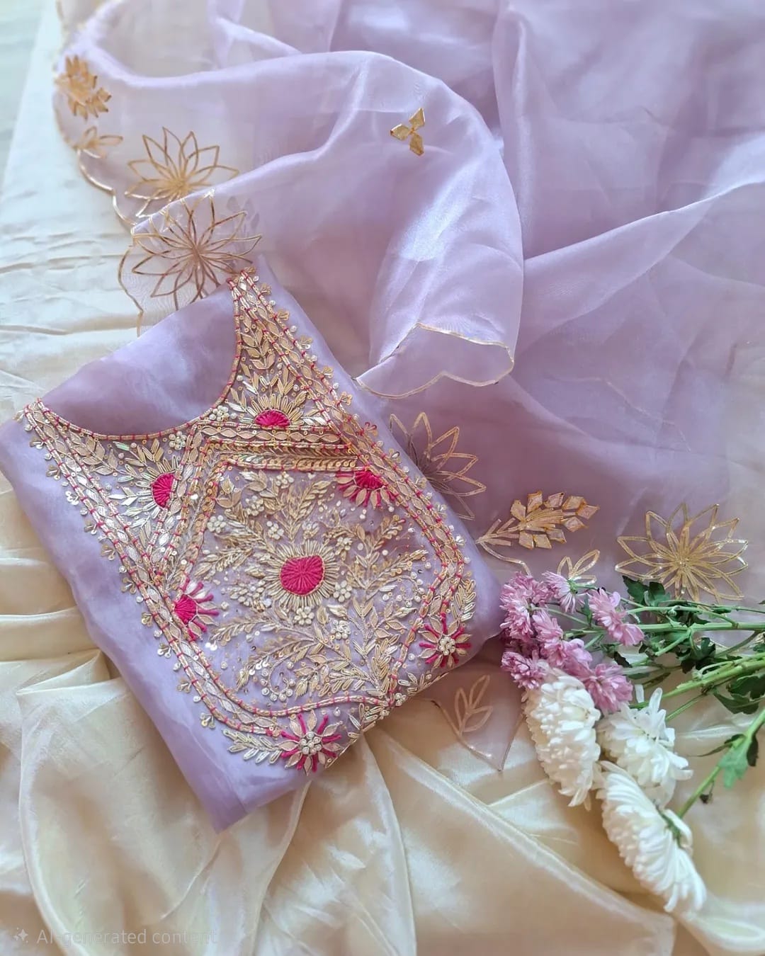 Pure Organza Hand Work Unstitched Suit.