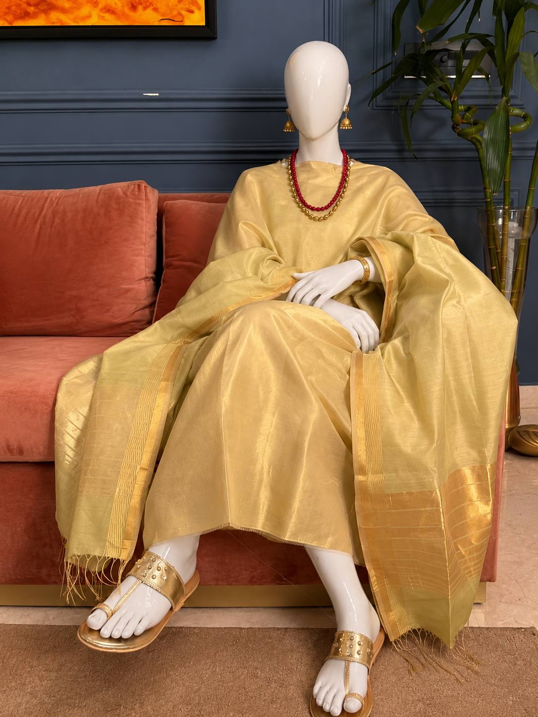 Pure Maheswari Silk Cotton Handwoven Unstitch Suit.