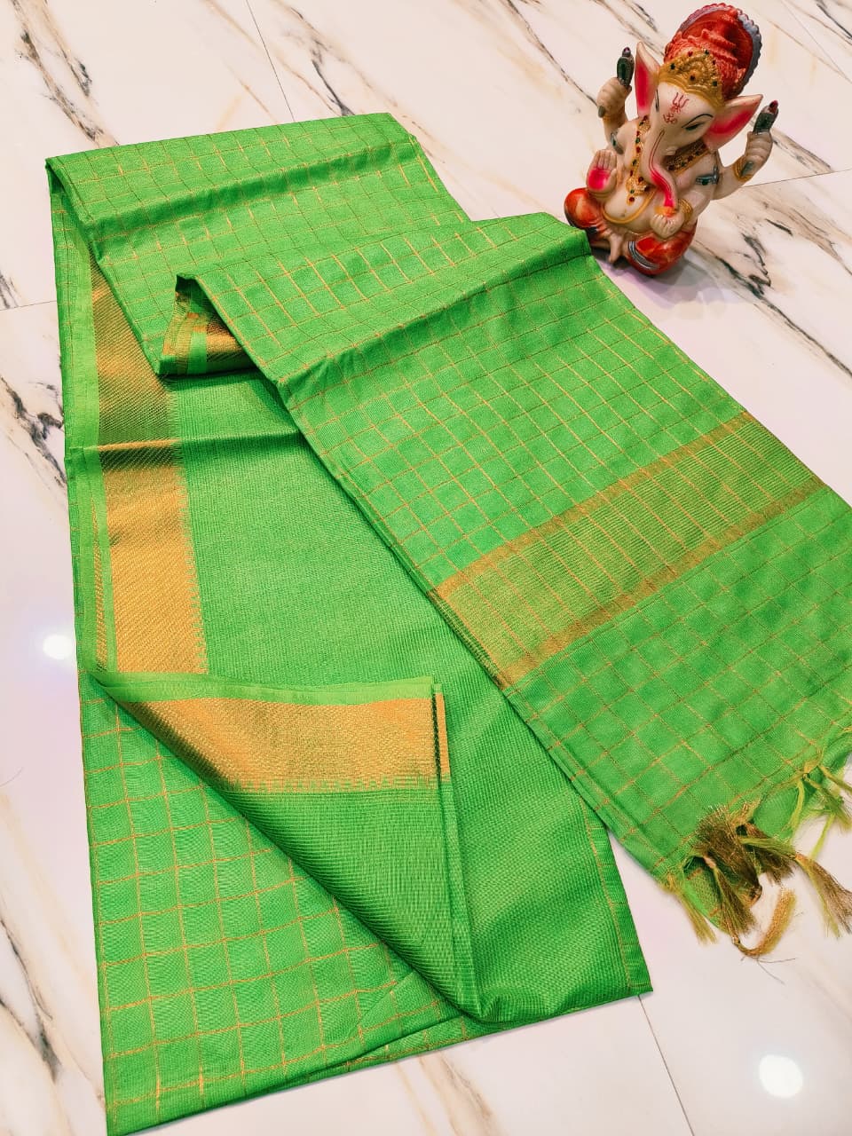 Pure Cotton Silk Mangalagiri Saree With Running Blouse.