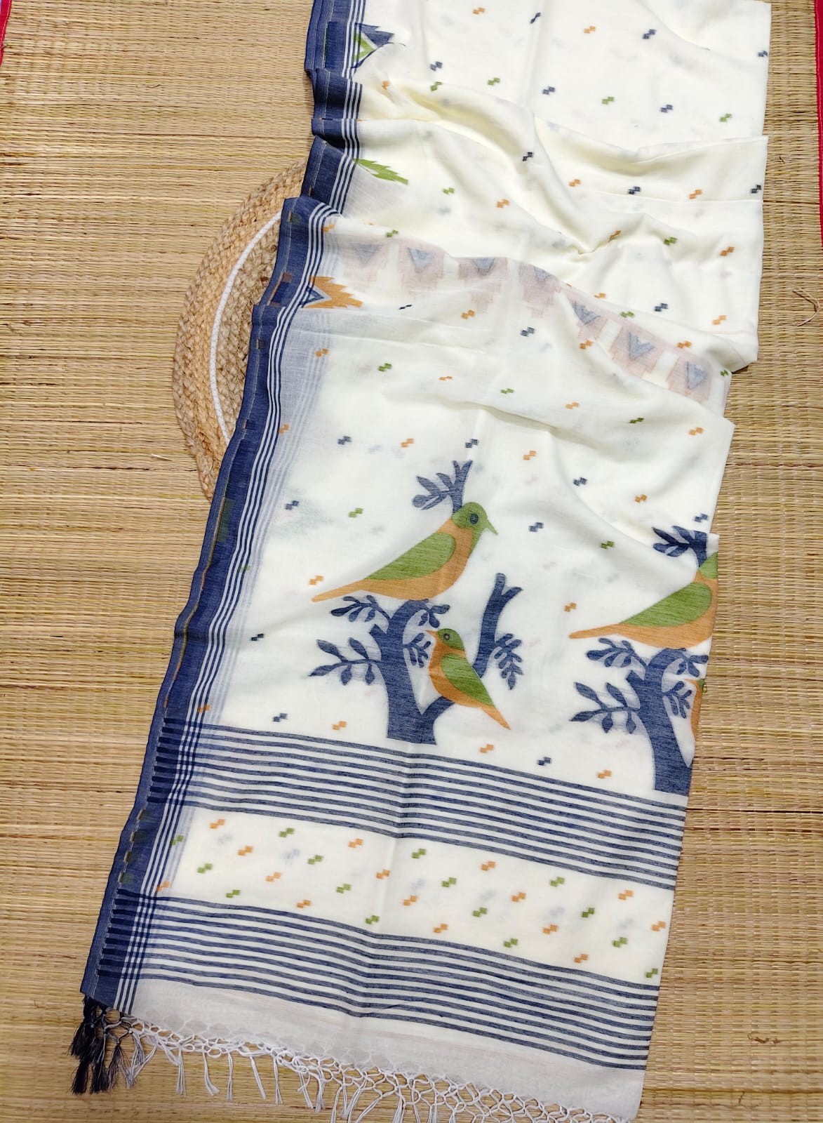 EXCLUSIVE PRIMIUM QUALITY HAND WEAVING SOFT PURE MUL COTTON JAMDANI SAREE