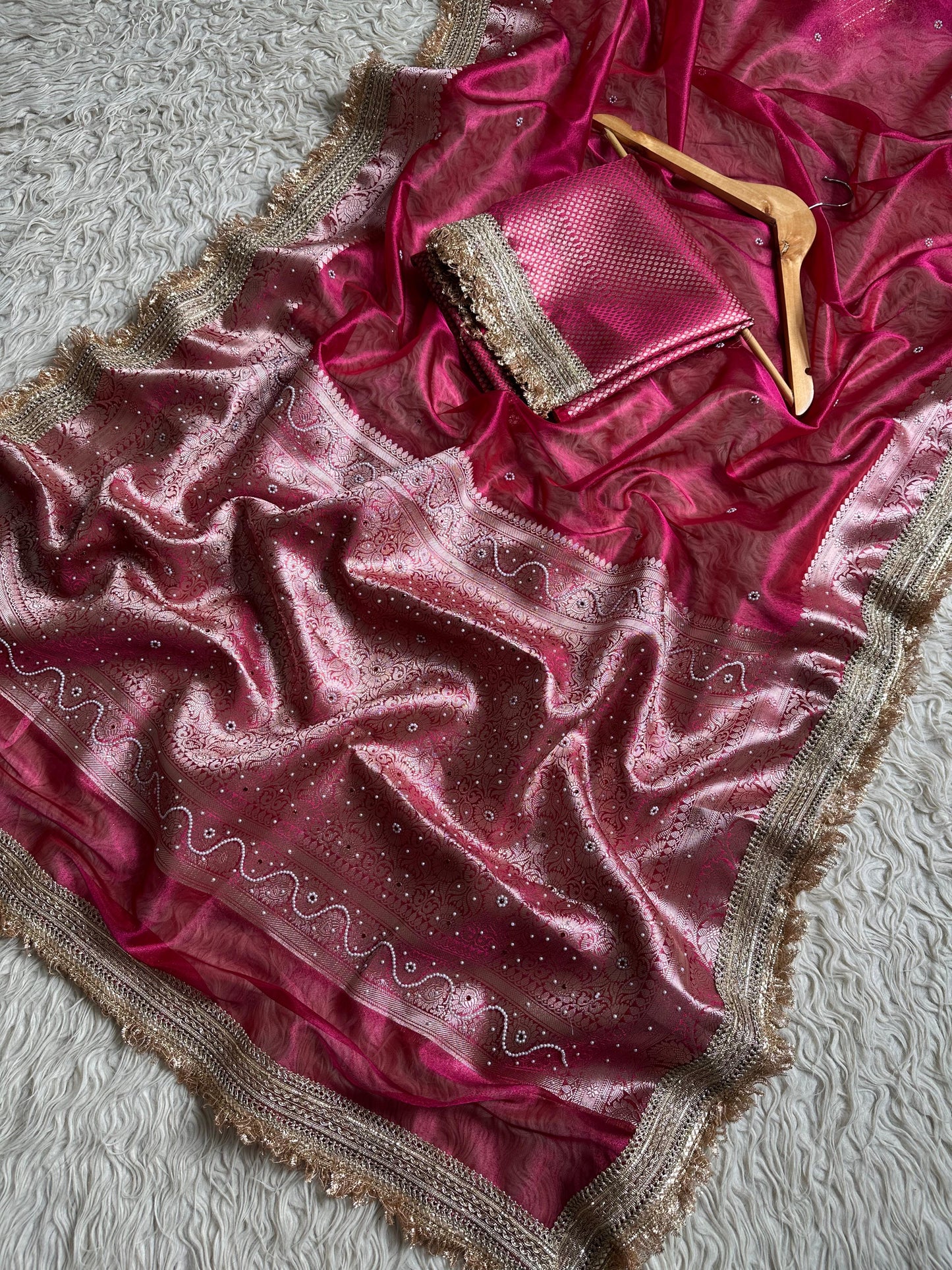 Banarasi Tissue lace Work Soft Silk Saree.